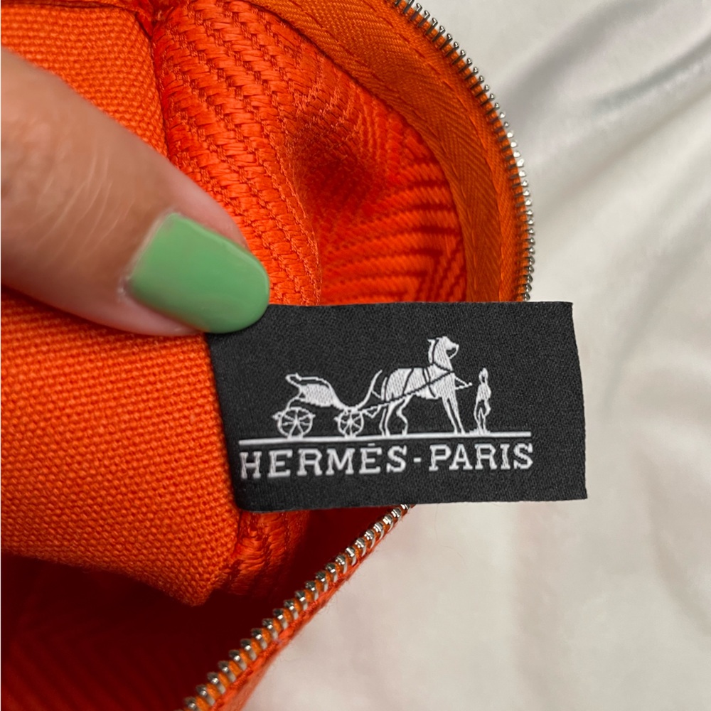 Hermes Orange Bain Flat Canvas Pouch 🧡 - Picture 11 of 13
